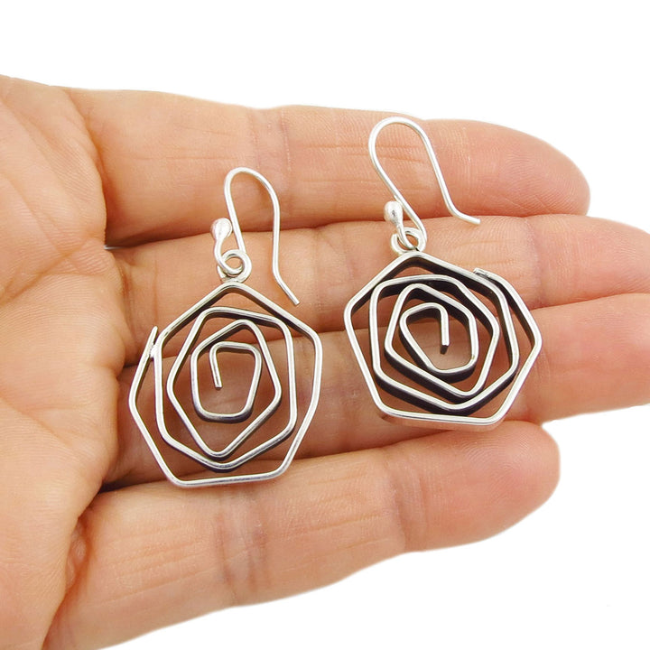 Silver Spiral Taxco Earrings