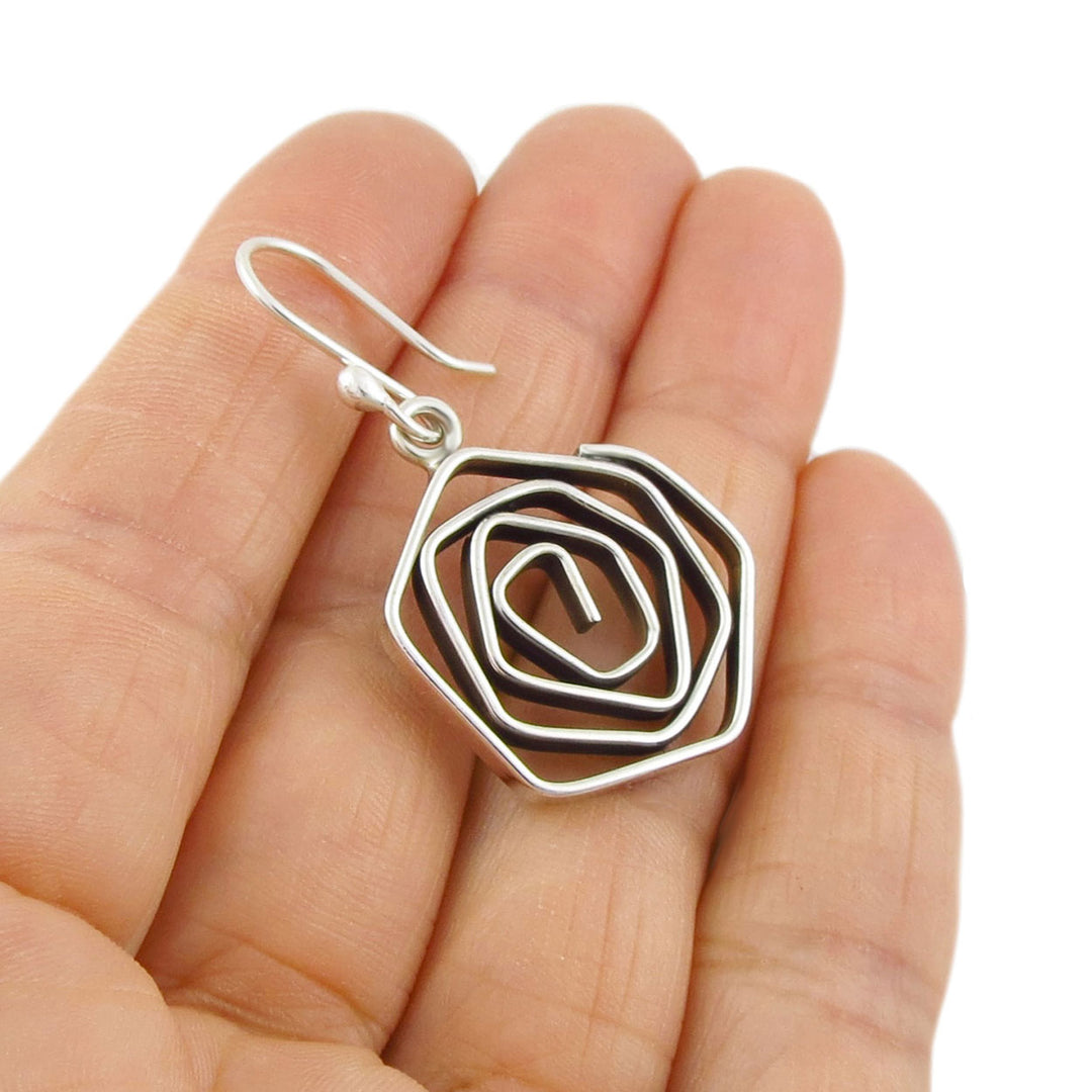 Silver Spiral Taxco Earrings