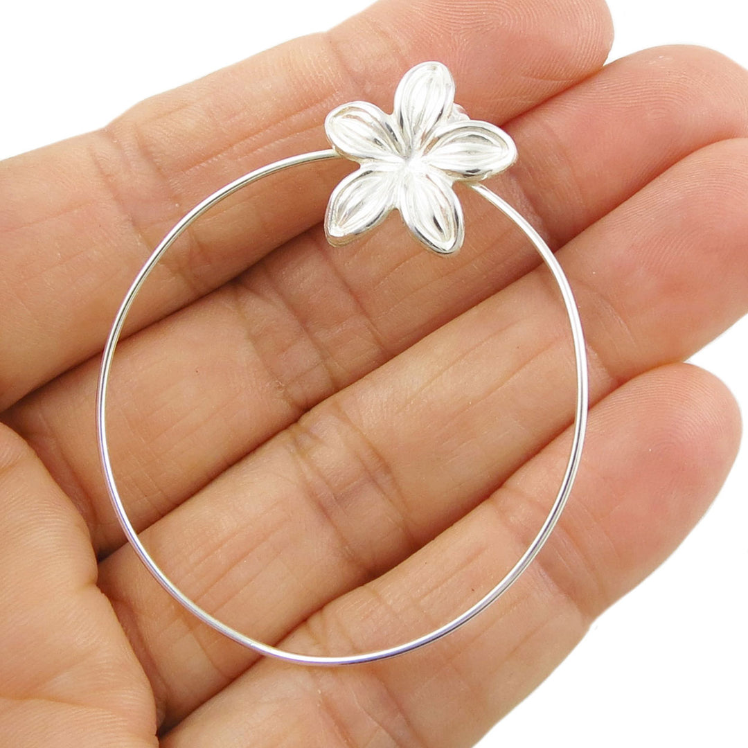 Flower Hoops Sterling Silver Earrings for Women