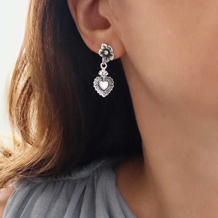 Silver Heritage Heart Earrings