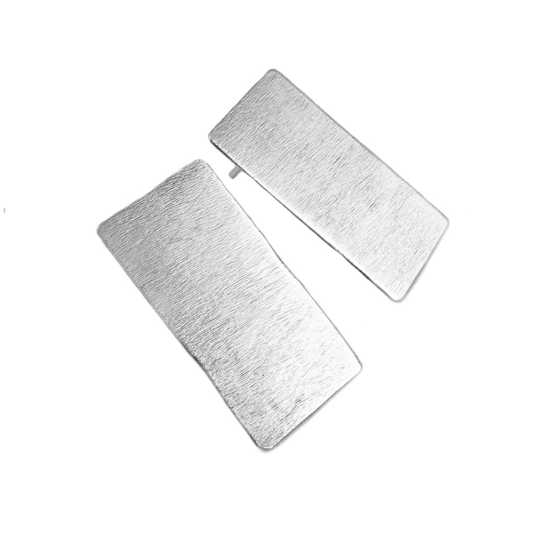 Women's Brutalist Rectangle Brushed Earrings