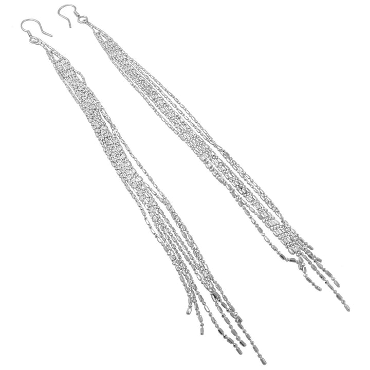 Long Fringe Earrings in 925 Silver