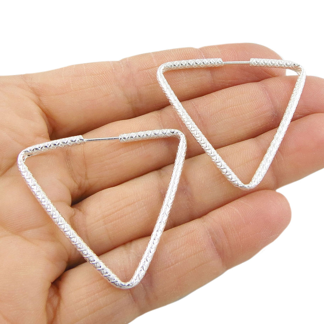 Triangle Hoop Sterling Silver Earrings