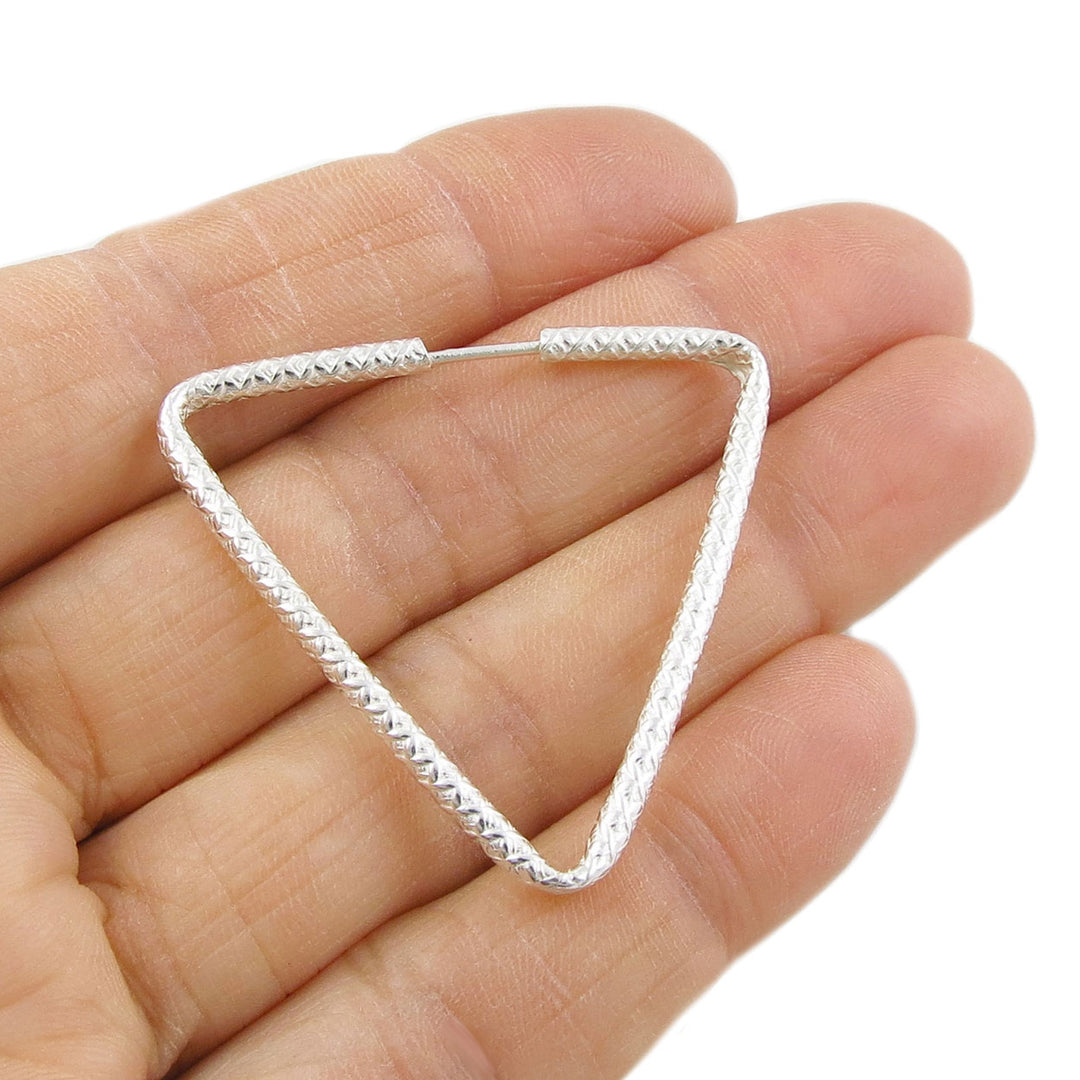 Triangle Hoop Sterling Silver Earrings