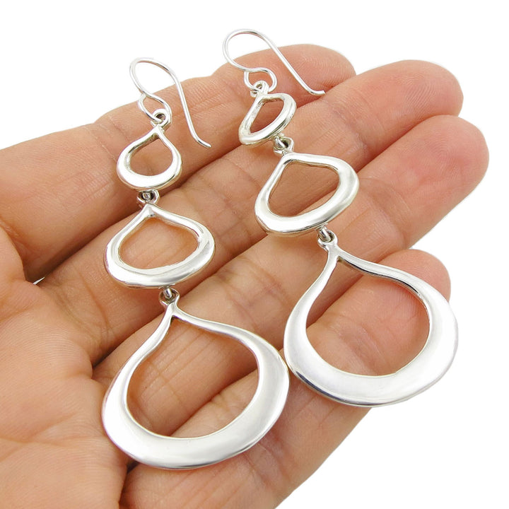 Long Sterling Silver Teardrop Earrings