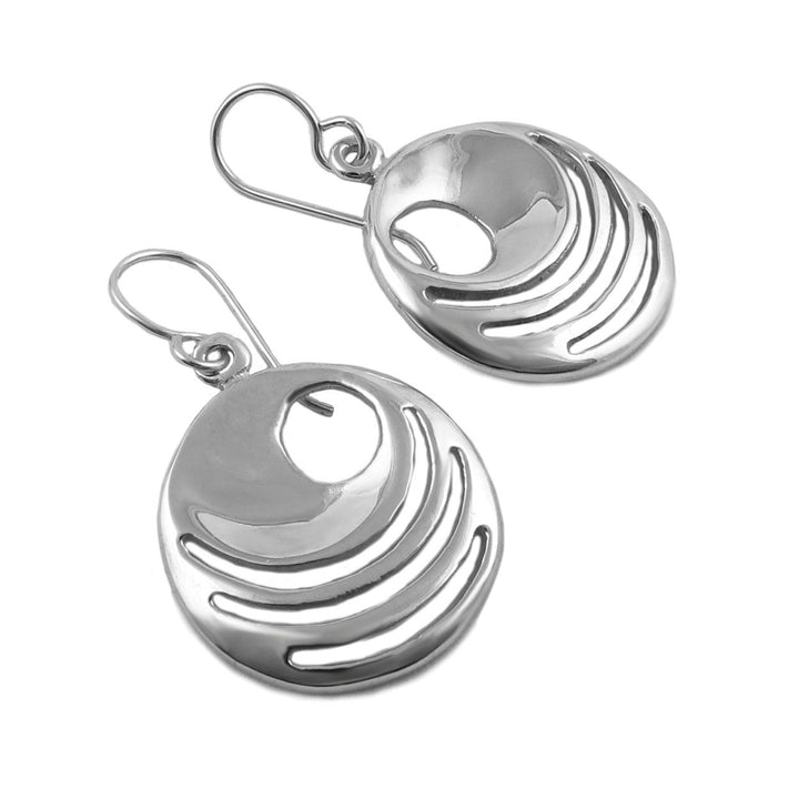 Circle Sterling Silver Drop Earrings