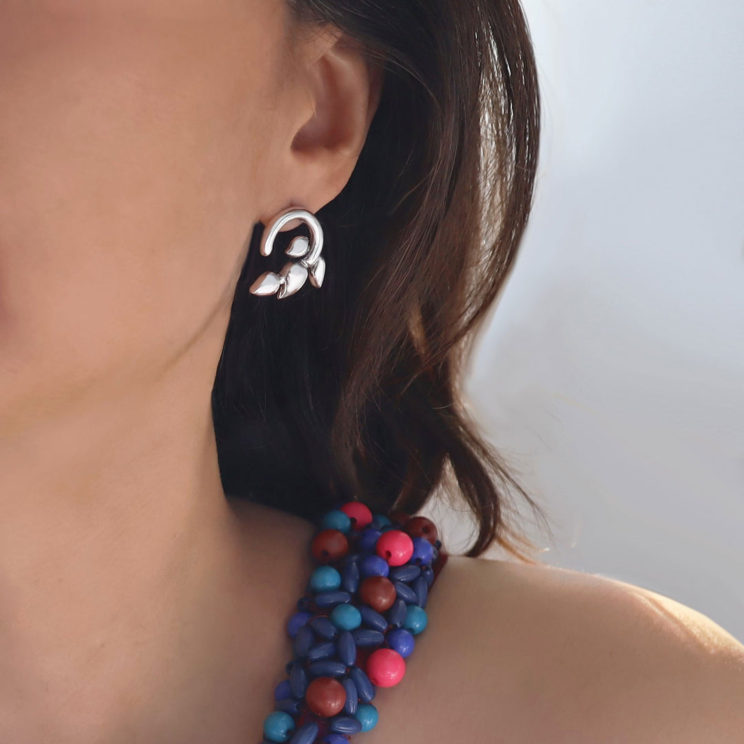 Silver Vine and Leaf Earrings