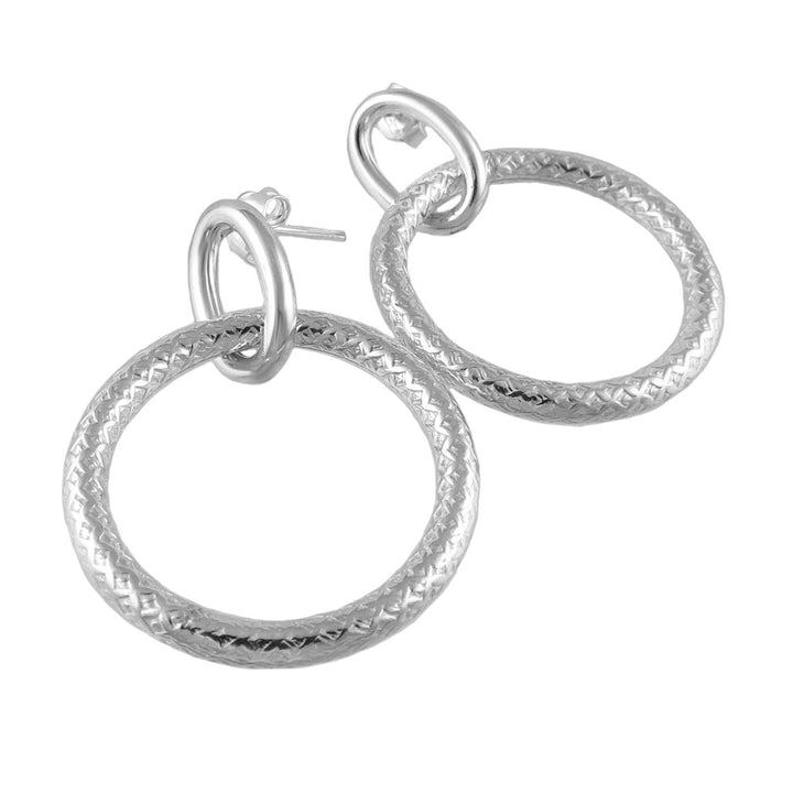 Silver Textured Hoop Earrings