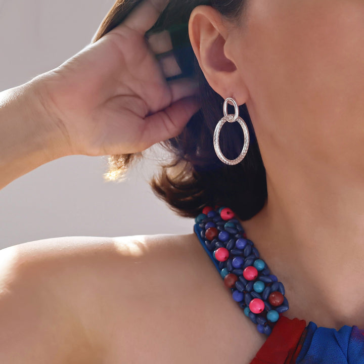 Silver Textured Hoop Earrings