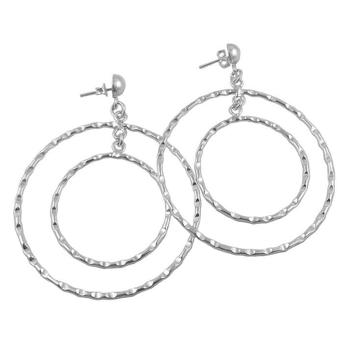 Silver Hammered Circle Hoop Earrings