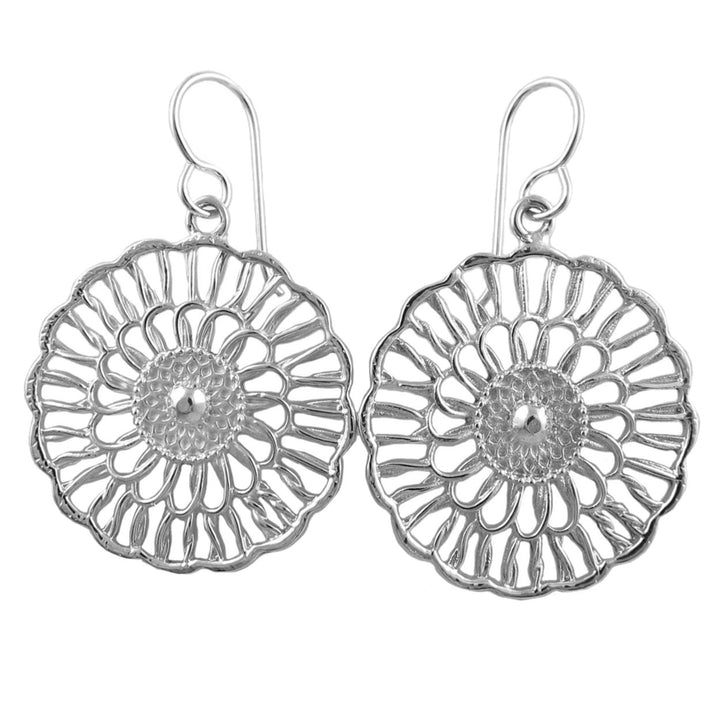 Sterling Silver Large Flower Earrings