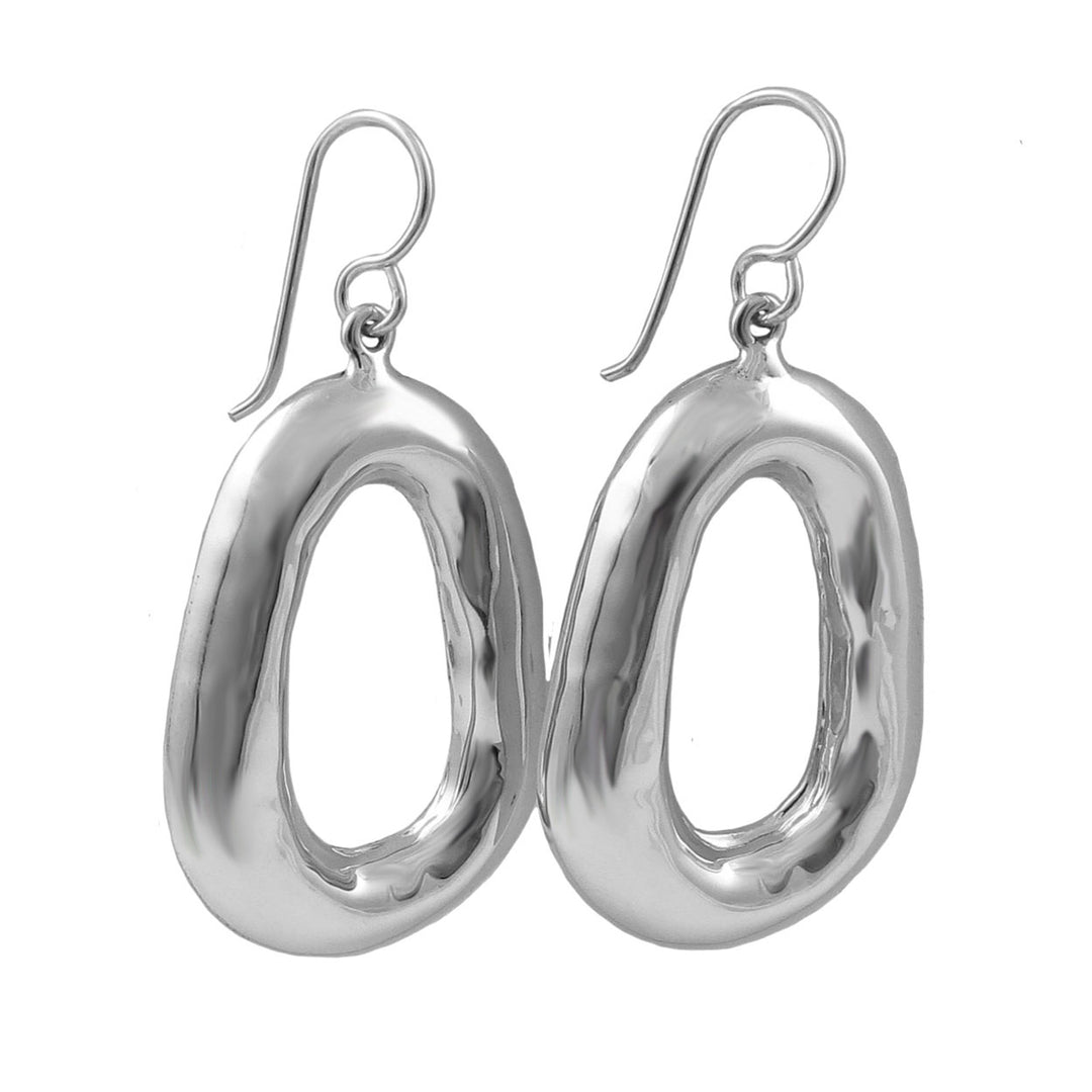 Sterling Silver Organic Oval Hoop Earrings