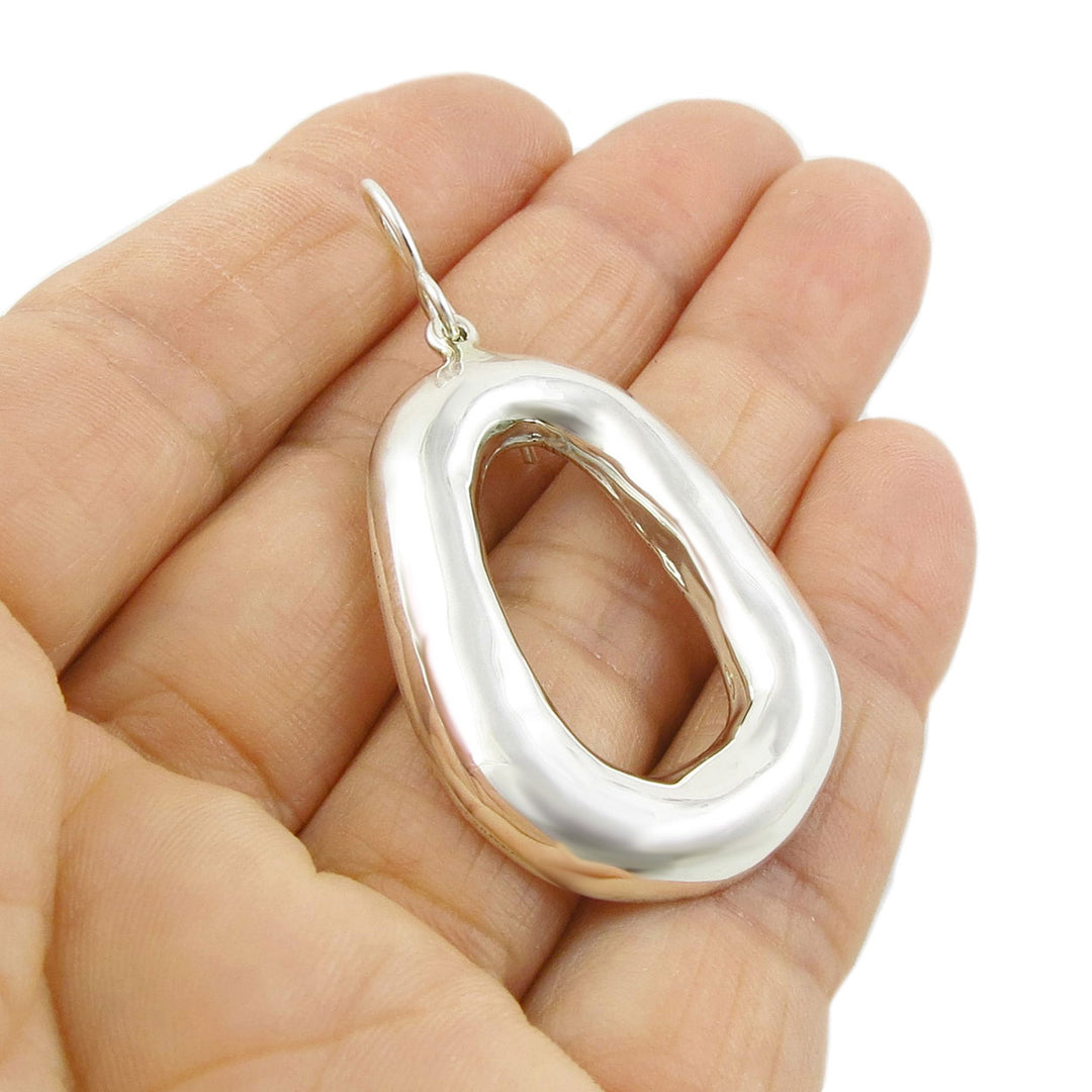 Sterling Silver Organic Oval Hoop Earrings