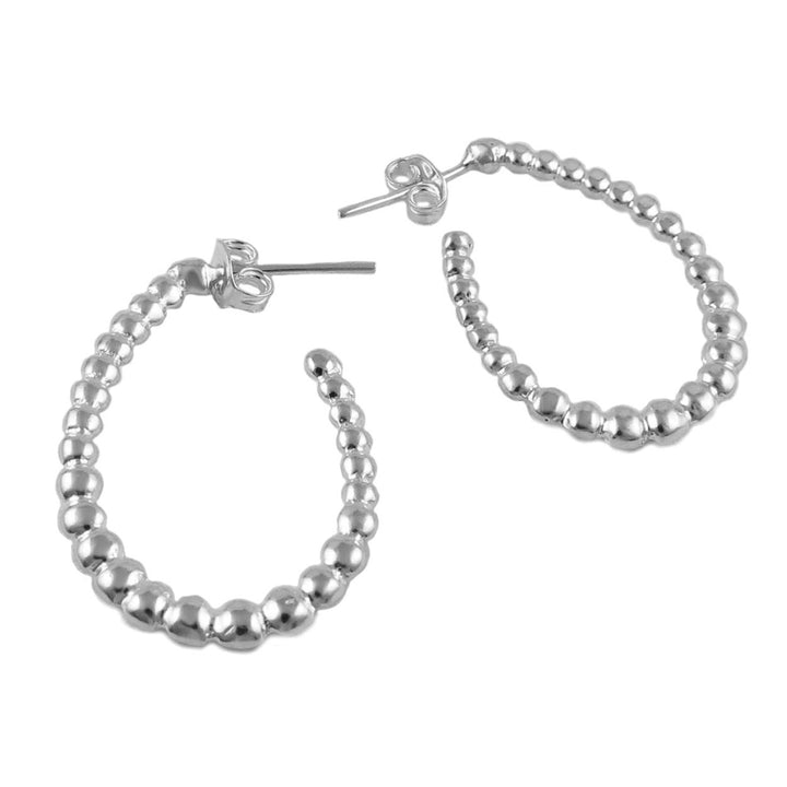 Sterling Silver Beaded Teardrop Hoops