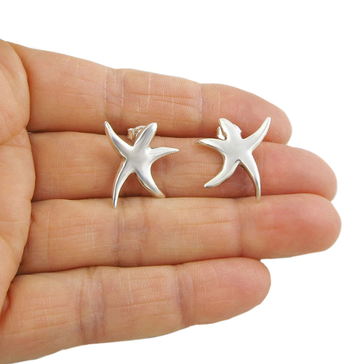 Silver Starfish Stud Earrings