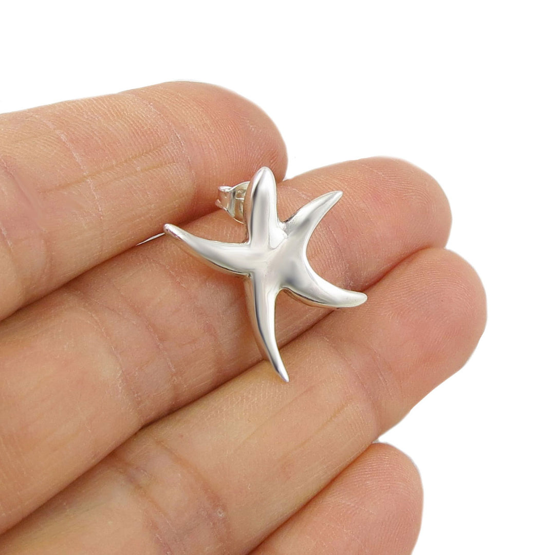 Silver Starfish Stud Earrings