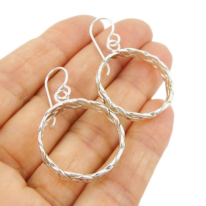 Chunky Hoop Sterling Silver Rope Earrings