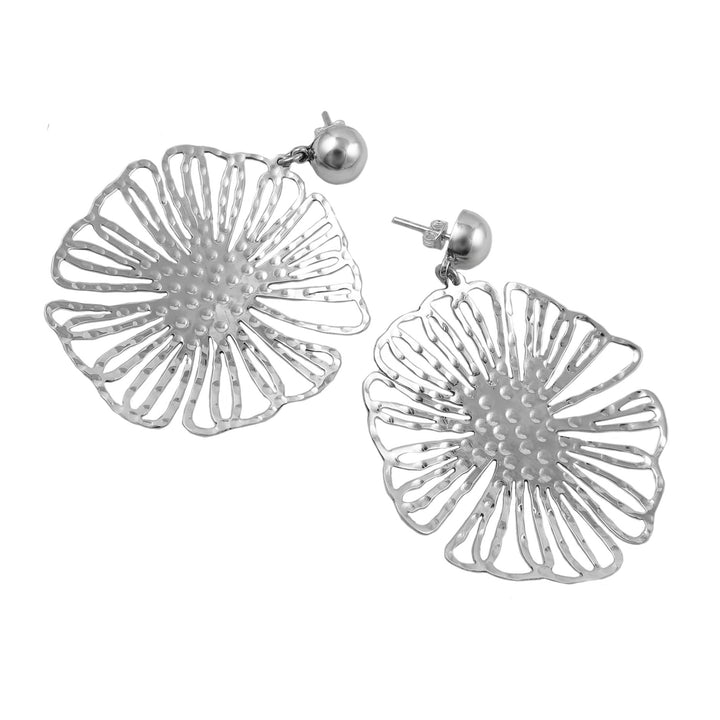 Large Statement Flower Earrings in Sterling silver