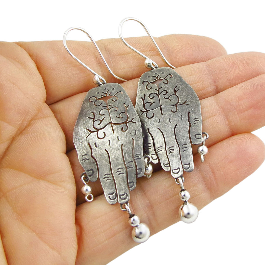 Maria Belen Silver Hand Earrings
