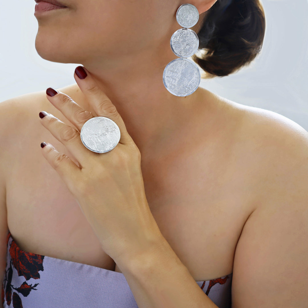 Maria Belen Nilson Large Mexican Silver Earrings Handmade