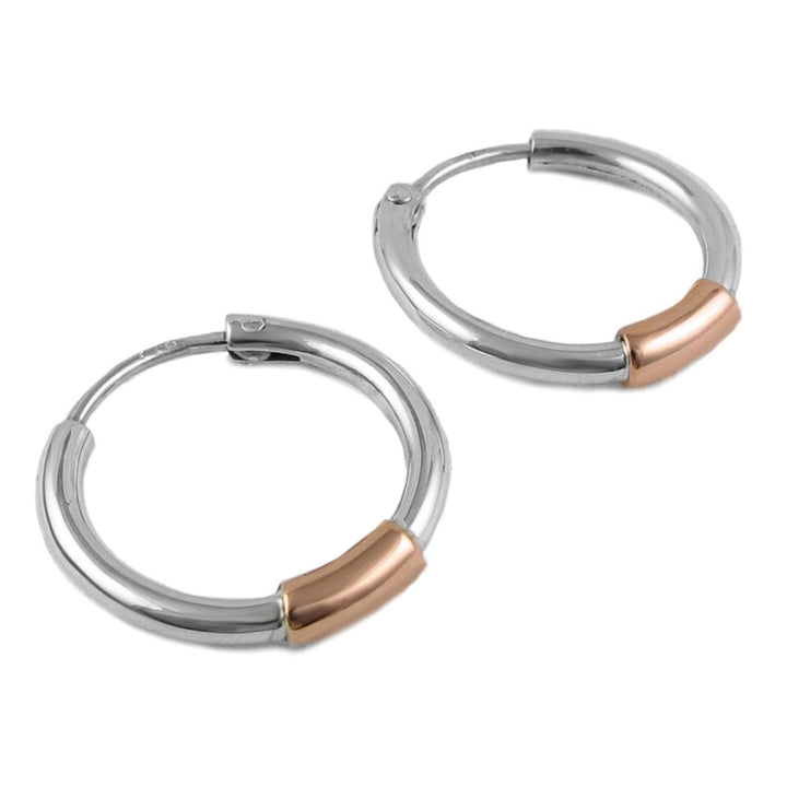 Copper Accent Hoops in Sterling Silver