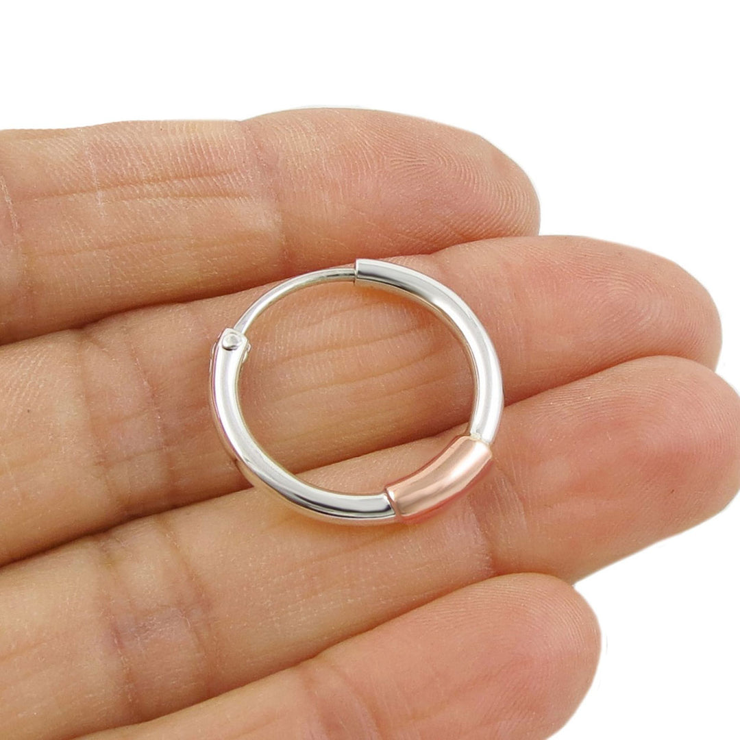 Copper Accent Hoops in Sterling Silver
