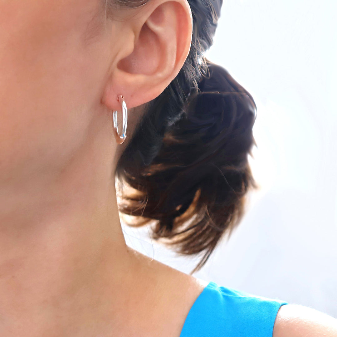 Copper Accent Hoops in Sterling Silver