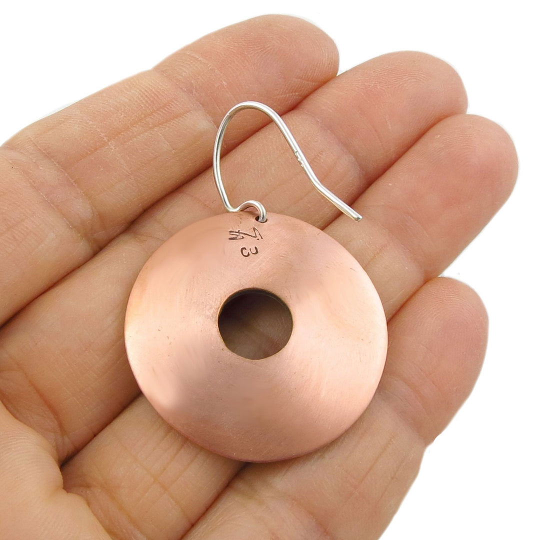 Large Patina Copper Hoop Earrings for Women