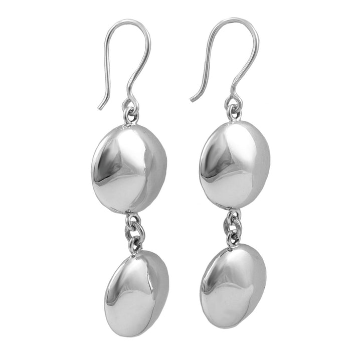Puffy Silver Drop Earrings