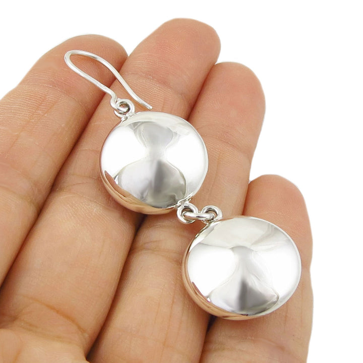 Puffy Silver Drop Earrings