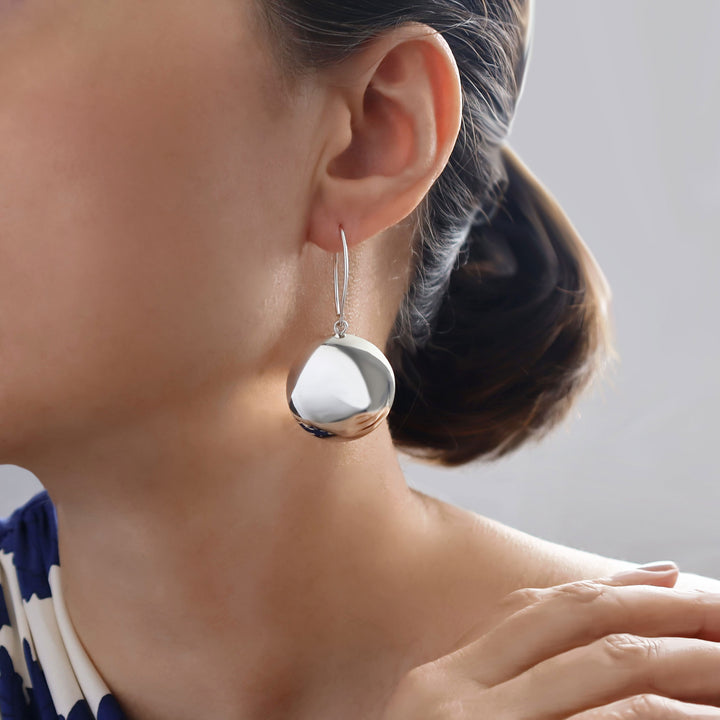 Large Circle Earrings in Sterling Silver