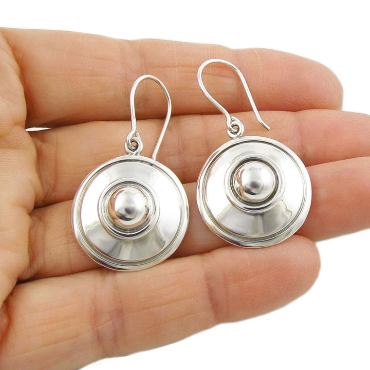 Sterling Silver Circle Drop Earrings