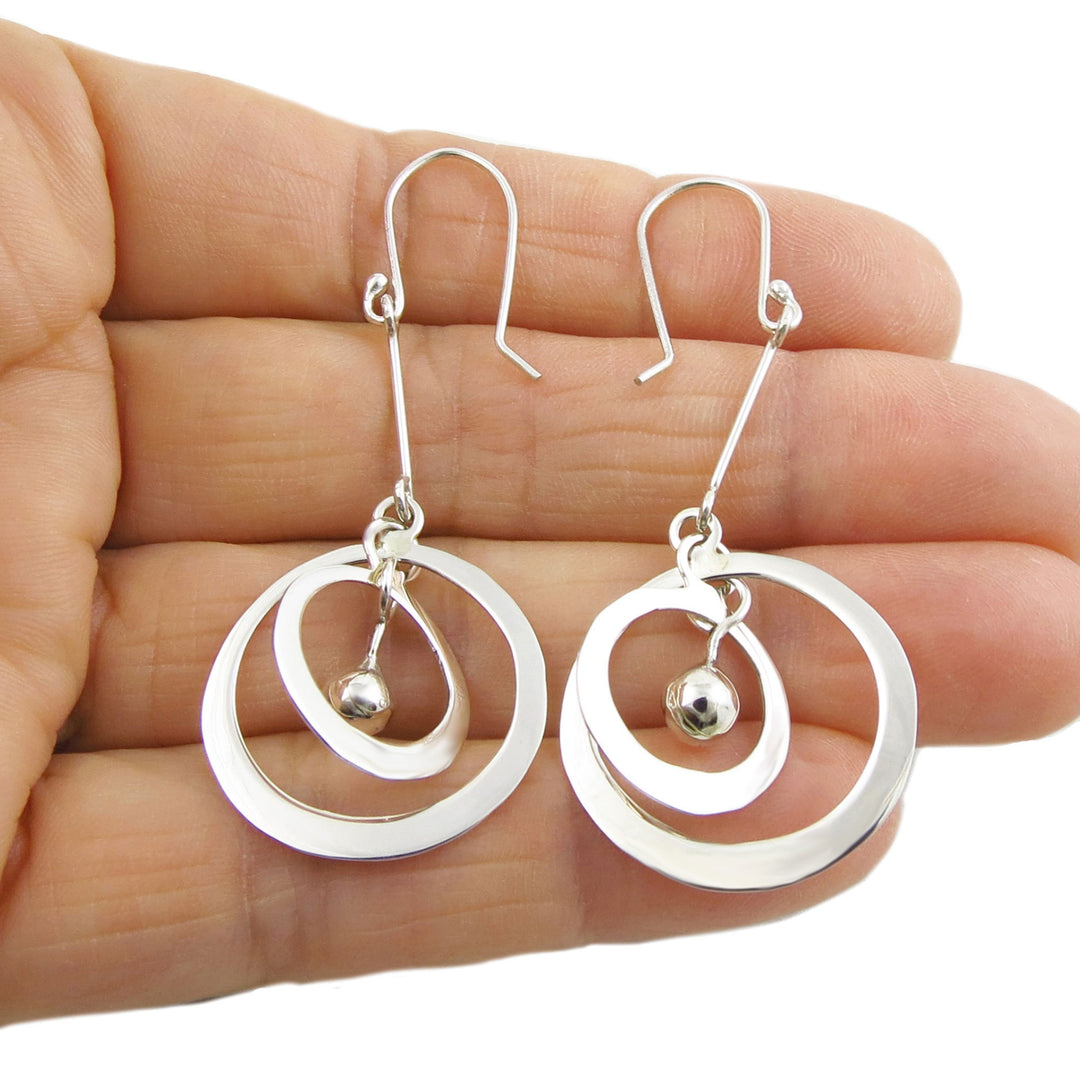 Double Sphere Silver Earrings