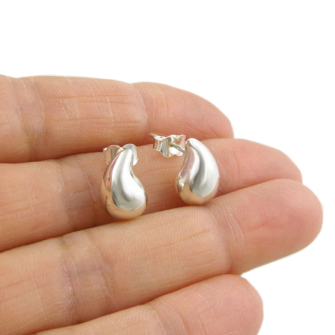 Petite Silver Teardrop Stud Earrings
