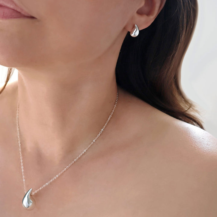 Petite Silver Teardrop Stud Earrings