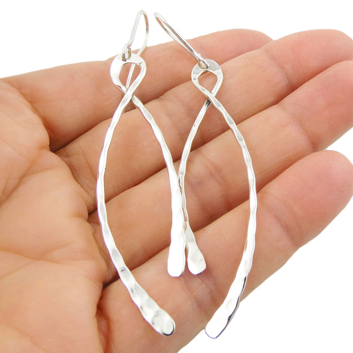 Long Taxco Silver Drop Earrings in 925 Silver