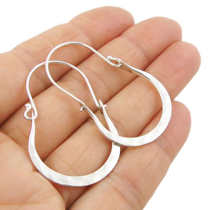 Flat Creole Silver Earrings Hoops