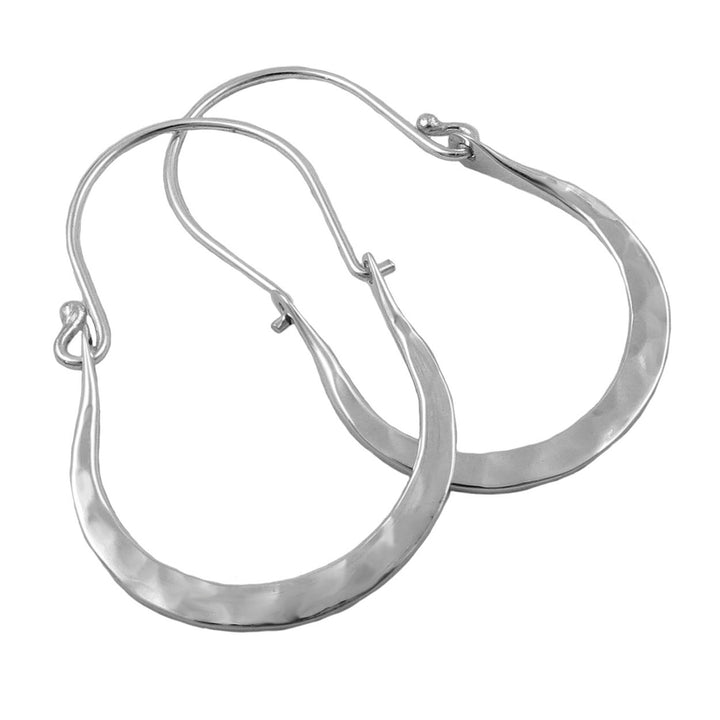 Flat Creole Silver Earrings Hoops