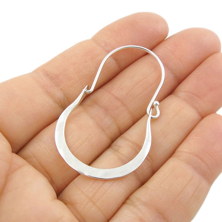 Flat Creole Silver Earrings Hoops