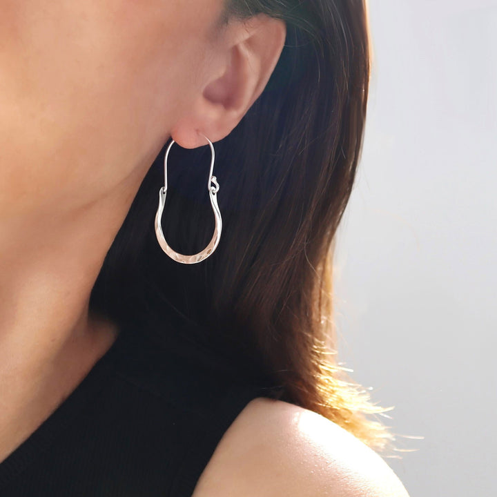 Flat Creole Silver Earrings Hoops