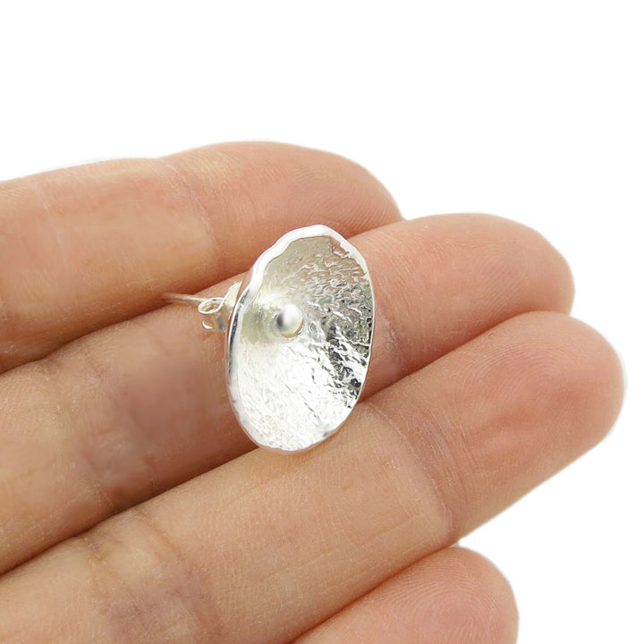 Wild Silver Poppy Flower Stud Earrings