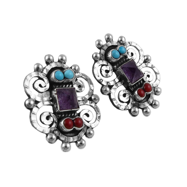 Ornate Taxco Sterling Silver Earrings