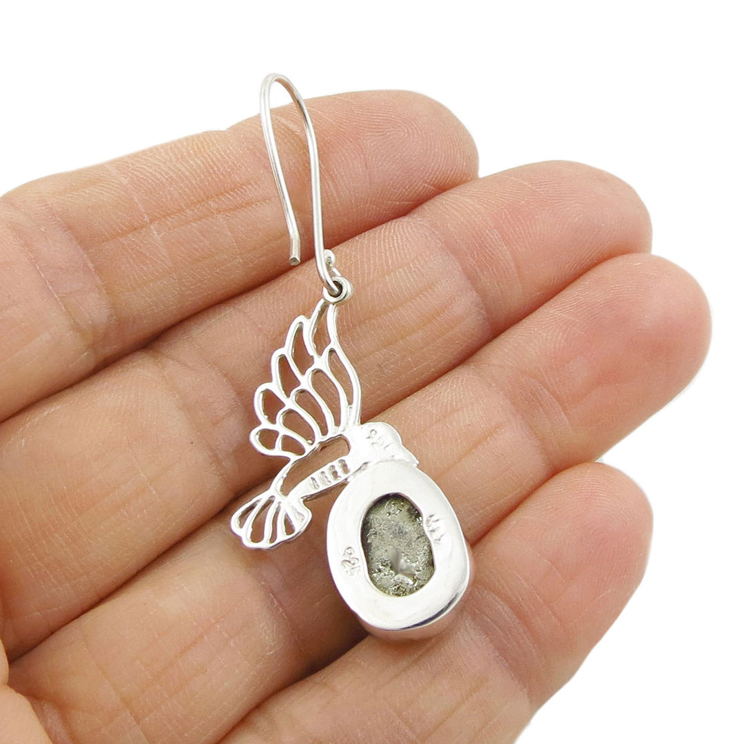 Pyrite Druzy Gemstone Earrings in 925 Silver