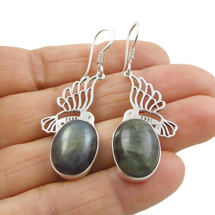 Mexican Chrysocolla Gemstone Earrings in 925 Silver - Handmade