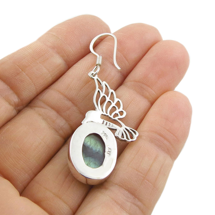 Mexican Chrysocolla Gemstone Earrings in 925 Silver - Handmade