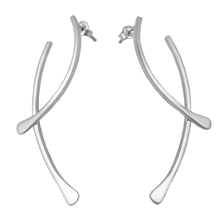 Minimalist Long Silver Loop Earrings