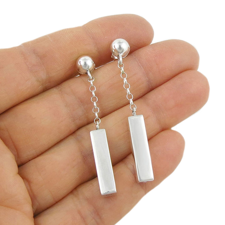 Sterling Silver Block Chain Earrings - Handmade Jewellery