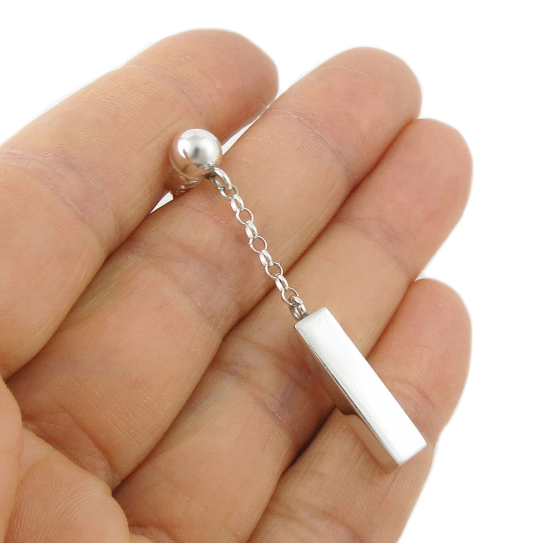 Sterling Silver Block Chain Earrings - Handmade Jewellery