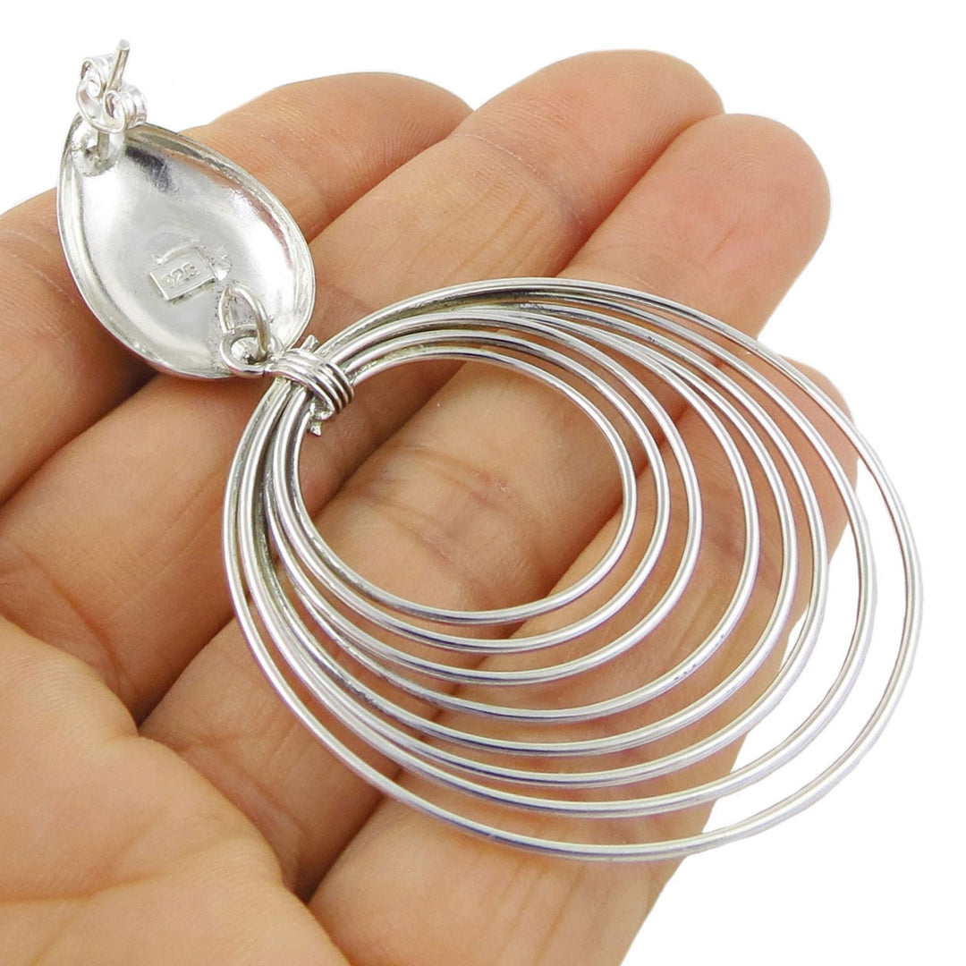 Modern Sterling Silver Earrings with Cascading Circles