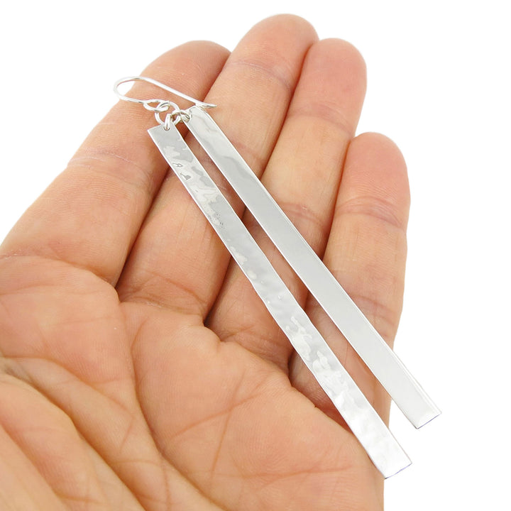 Long Double Drop Earrings in 925 Silver